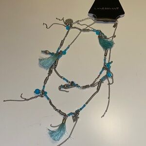 Lane Bryant Long Length Tassel Necklace Turquoise